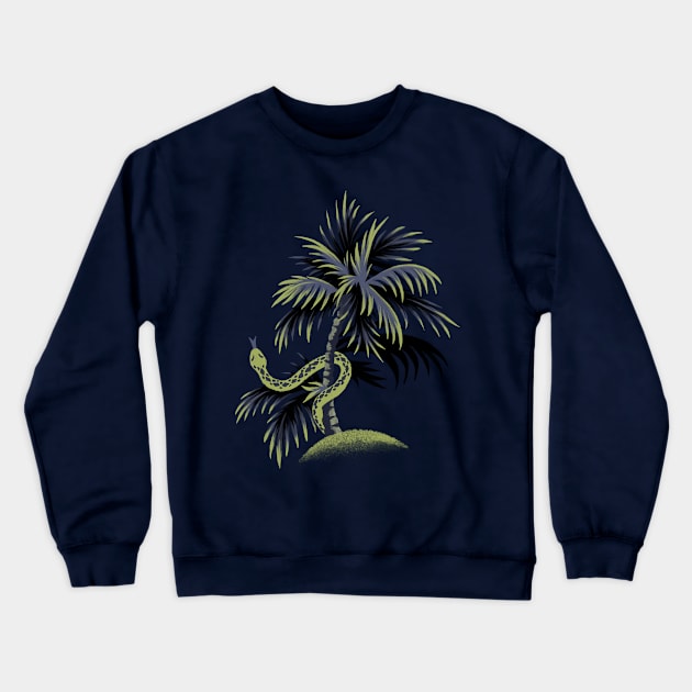 Snake Palms - Dark Blue/Gold Crewneck Sweatshirt by andreaalice